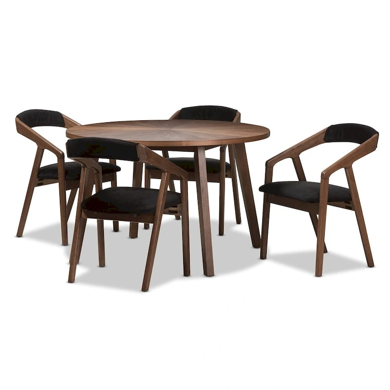 Set da pranzo di 5 pezzi in tessuto grigio Mid-Century