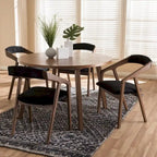 Set da pranzo di 5 pezzi in tessuto grigio Mid-Century