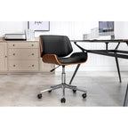 Sedia da ufficio Mid-Century in ecopelle con altezza regolabile