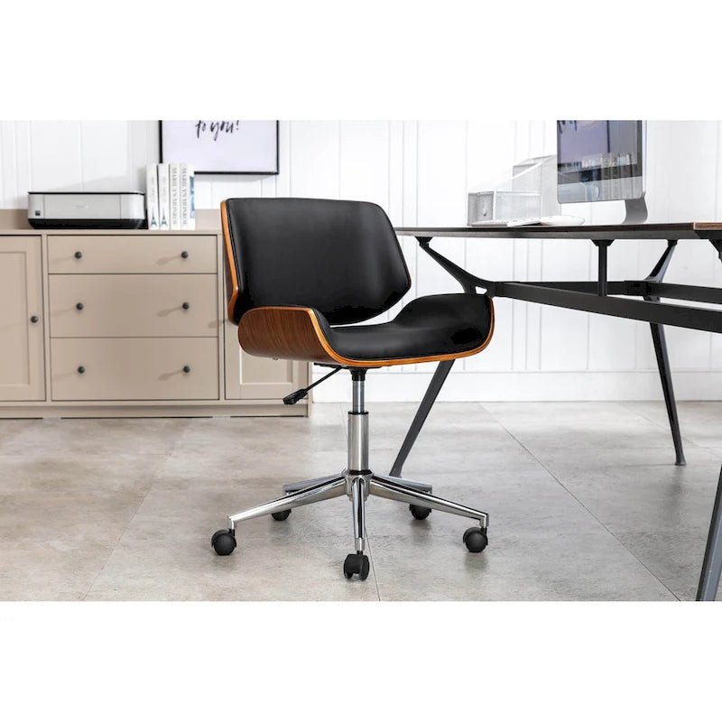 Sedia da ufficio Mid-Century in ecopelle con altezza regolabile