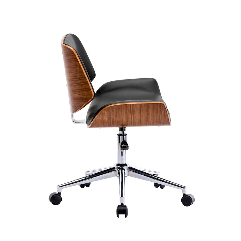 Sedia da ufficio Mid-Century in ecopelle con altezza regolabile