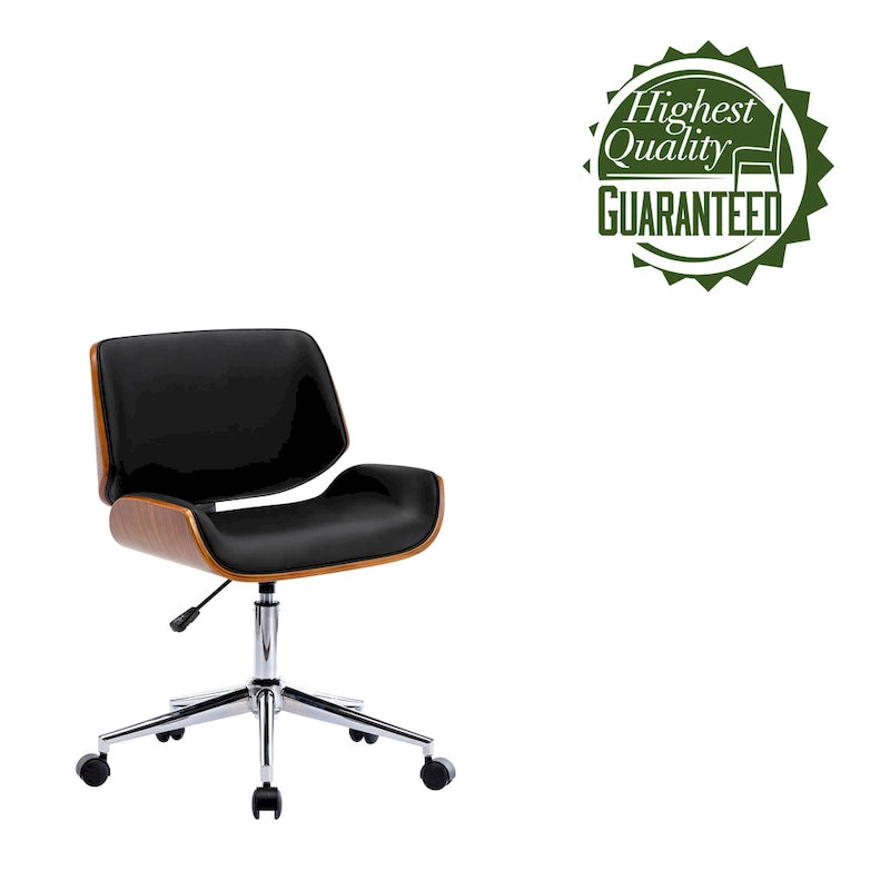Sedia da ufficio Mid-Century in ecopelle con altezza regolabile