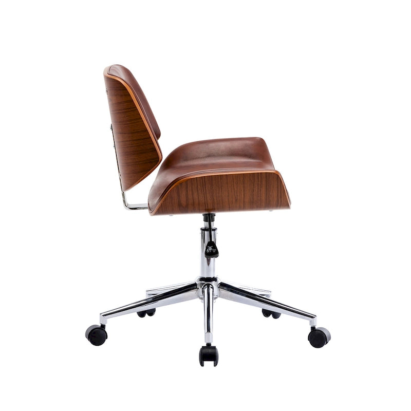 Sedia da ufficio Mid-Century in ecopelle con altezza regolabile