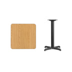 Piano tavolo laminato quadrato 24" con base altezza tavolo 22" x 22" - 24"L x 24"P x 31,125"H