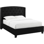 Letto Queen Size — Profilo Basso, Testiera Imbottita Capitonnè Nera