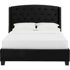 Letto Queen Size — Profilo Basso, Testiera Imbottita Capitonnè Nera