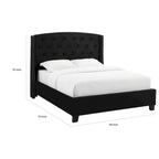 Letto Queen Size — Profilo Basso, Testiera Imbottita Capitonnè Nera