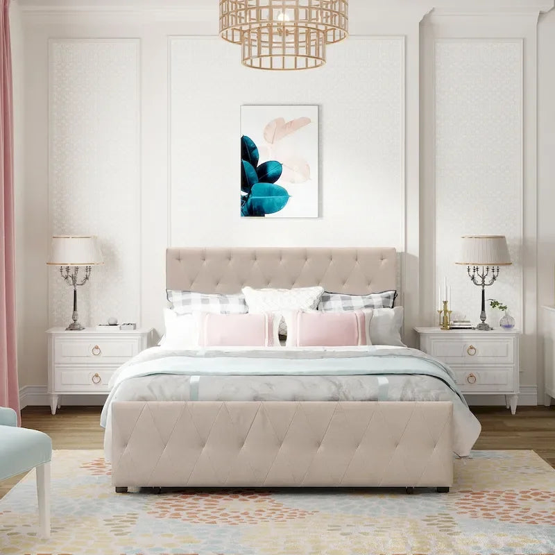 Letto contenitore con struttura in metallo e ampio cassetto