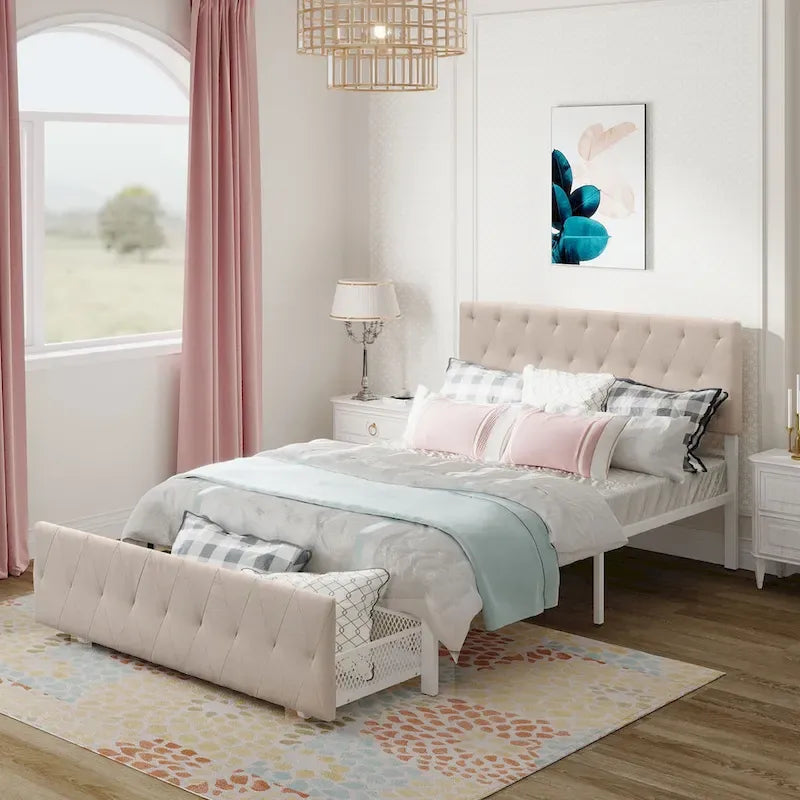 Letto contenitore con struttura in metallo e ampio cassetto