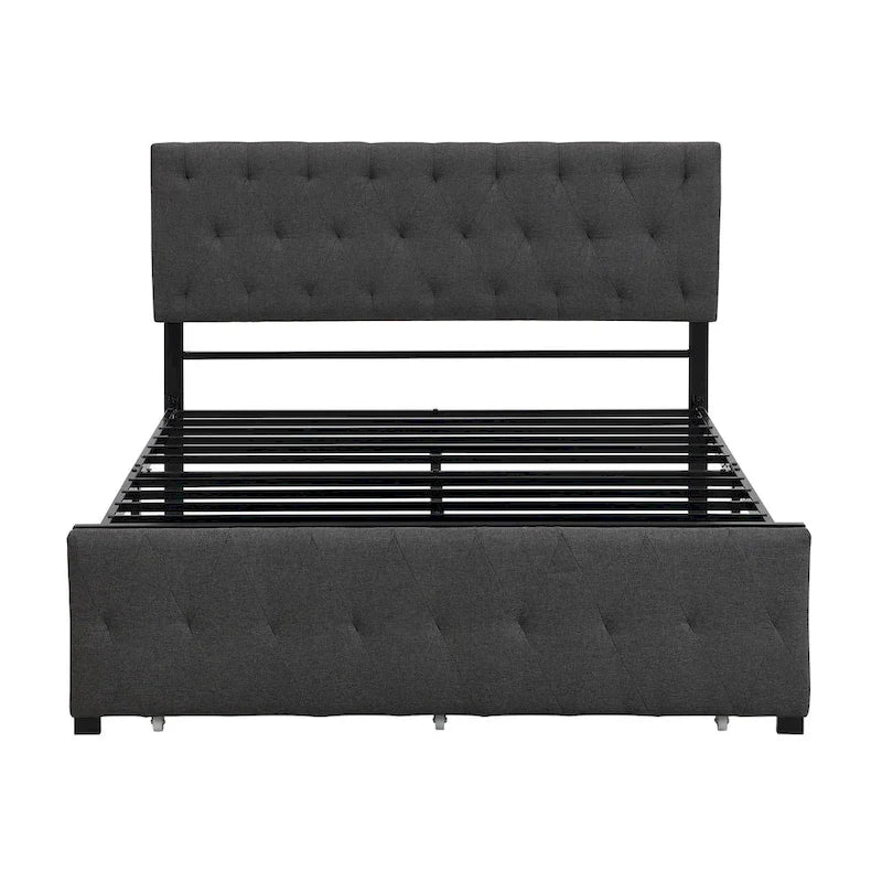 Letto contenitore con struttura in metallo e ampio cassetto