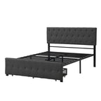 Letto contenitore con struttura in metallo e ampio cassetto