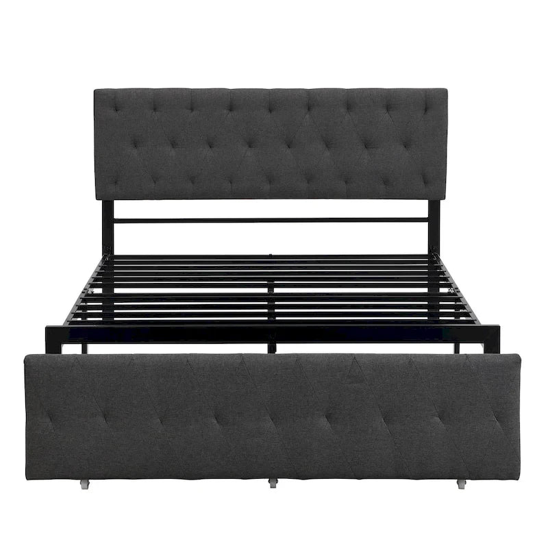 Letto contenitore con struttura in metallo e ampio cassetto