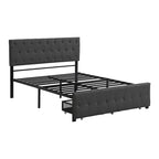Letto contenitore con struttura in metallo e ampio cassetto
