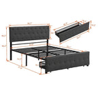Letto contenitore con struttura in metallo e ampio cassetto