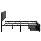 Letto contenitore con struttura in metallo e ampio cassetto