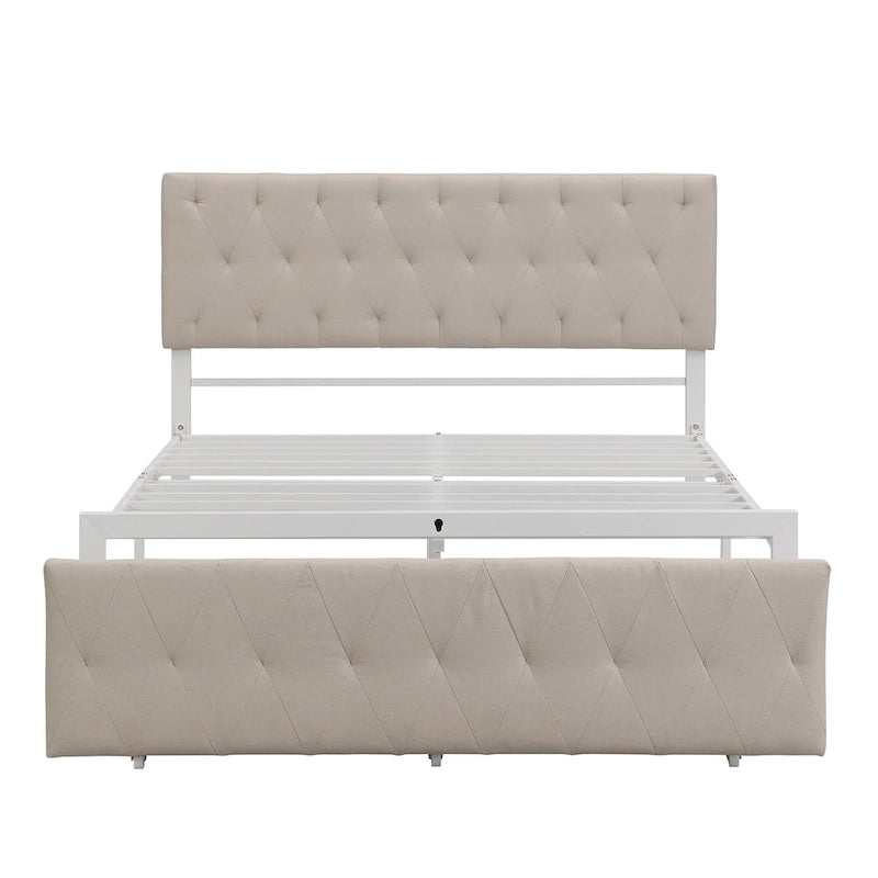 Letto contenitore con struttura in metallo e ampio cassetto