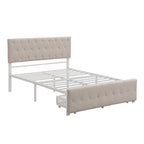 Letto contenitore con struttura in metallo e ampio cassetto