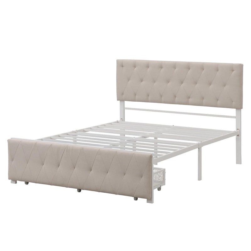 Letto contenitore con struttura in metallo e ampio cassetto