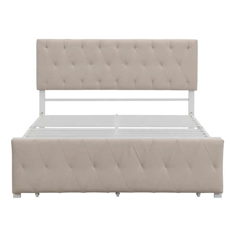 Letto contenitore con struttura in metallo e ampio cassetto