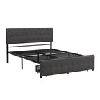 Letto contenitore con struttura in metallo e ampio cassetto
