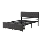 Letto contenitore con struttura in metallo e ampio cassetto