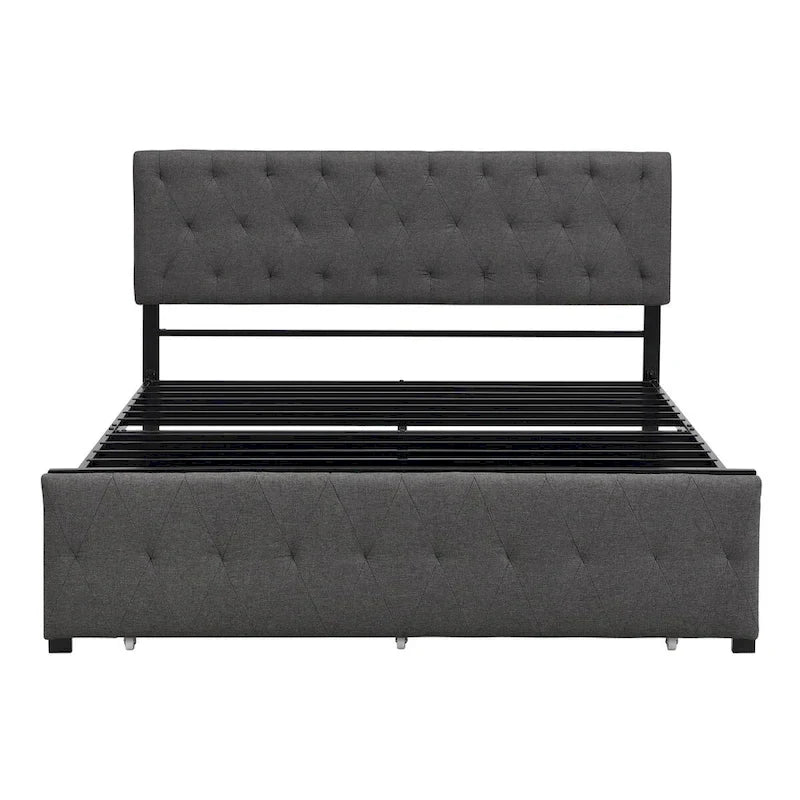 Letto contenitore con struttura in metallo e ampio cassetto