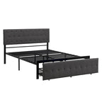 Letto contenitore con struttura in metallo e ampio cassetto
