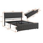 Letto contenitore con struttura in metallo e ampio cassetto