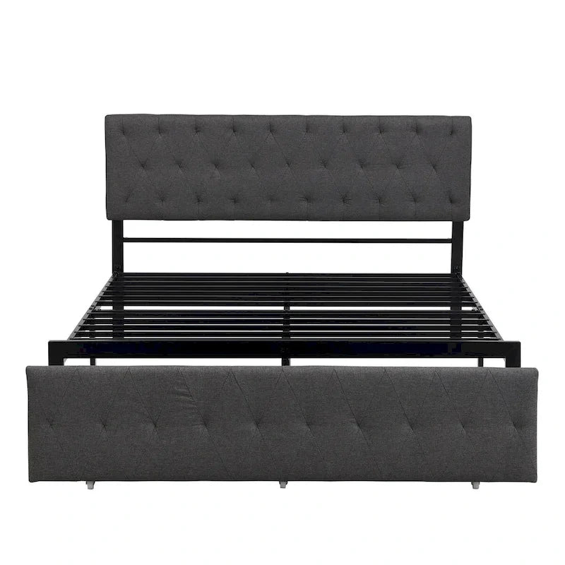 Letto contenitore con struttura in metallo e ampio cassetto
