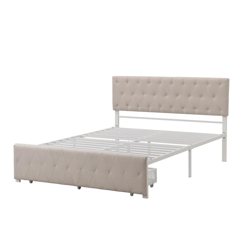Letto contenitore con struttura in metallo e ampio cassetto
