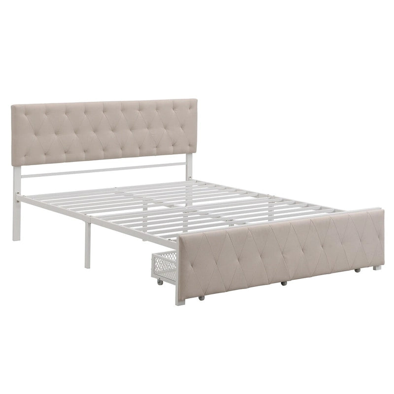Letto contenitore con struttura in metallo e ampio cassetto