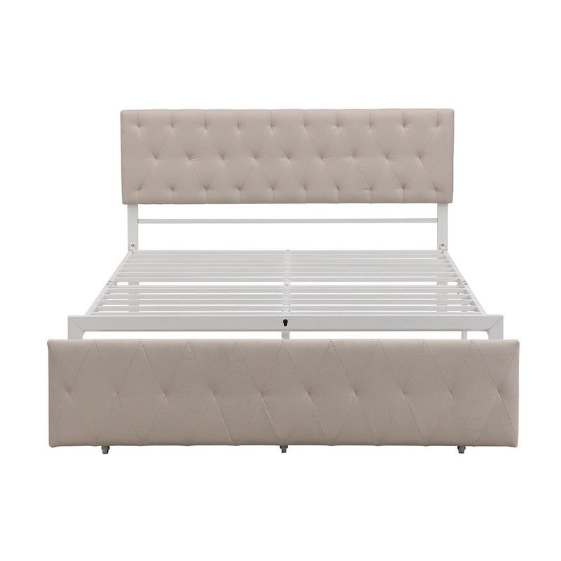 Letto contenitore con struttura in metallo e ampio cassetto
