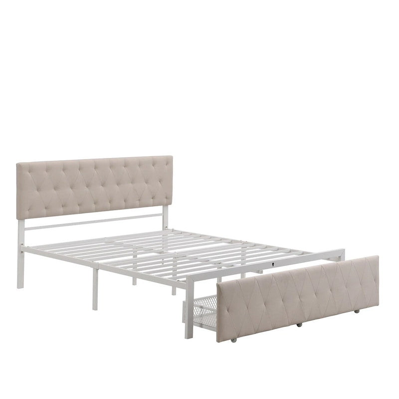 Letto contenitore con struttura in metallo e ampio cassetto