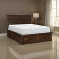 Daisy Queen Platform Bed, 6 Storage Drawers, Metal Handles, Brown Wood