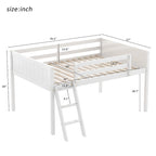 Letto a soppalco basso in legno massello con scaletta