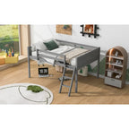 Letto a soppalco basso in legno massello con scaletta