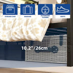 Struttura Letto King Size a LED con Stazione di Ricarica, Testiera in Metallo con Contenitore e Porte USB, Luci Stile Fattoria