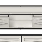 Struttura Letto King Size a LED con Stazione di Ricarica, Testiera in Metallo con Contenitore e Porte USB, Luci Stile Fattoria