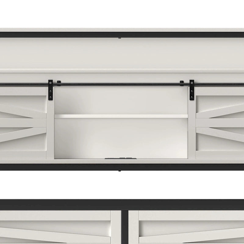Struttura Letto King Size a LED con Stazione di Ricarica, Testiera in Metallo con Contenitore e Porte USB, Luci Stile Fattoria