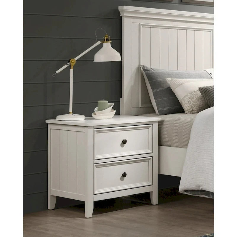 Set Camera da Letto 4 Pezzi Finitura Bianca Letto Comodino Comò Specchio