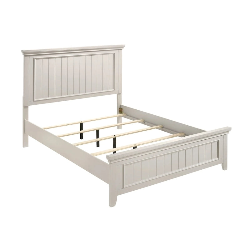Set Camera da Letto 4 Pezzi Finitura Bianca Letto Comodino Comò Specchio