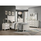 Set Camera da Letto 4 Pezzi Finitura Bianca Letto Comodino Comò Specchio