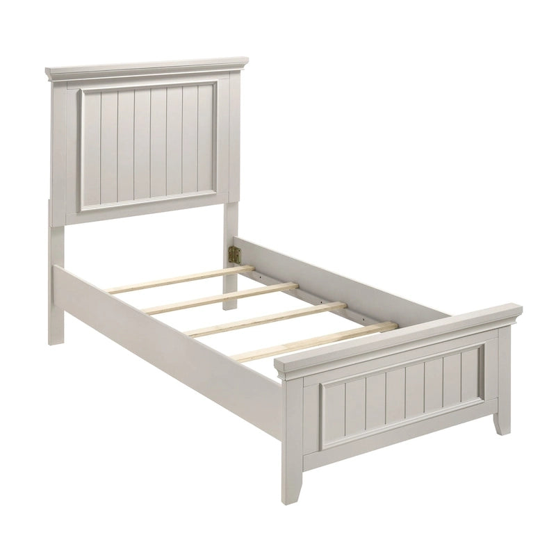 Set Camera da Letto 4 Pezzi Finitura Bianca Letto Comodino Comò Specchio