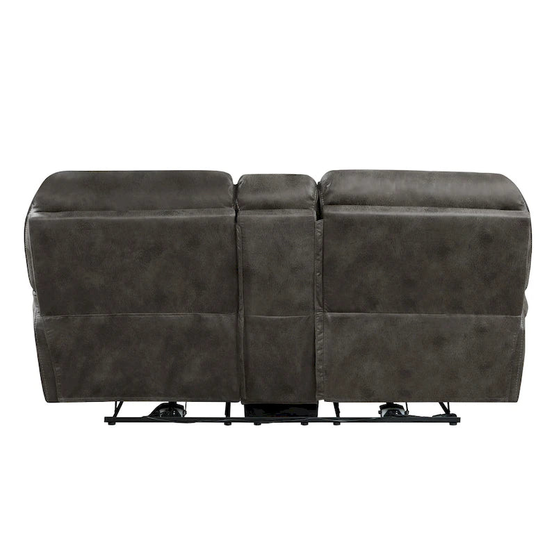 Divanetto reclinabile doppio elettrico 80" con console, portabicchieri e USB — Grigio