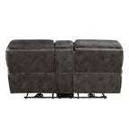 Divanetto reclinabile doppio elettrico 80" con console, portabicchieri e USB — Grigio
