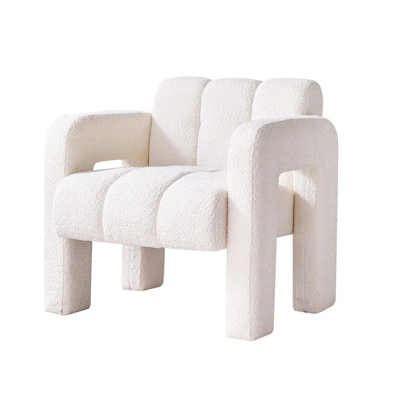 Poltrona d'accento rivestita in boucle larga 79 cm per soggiorno