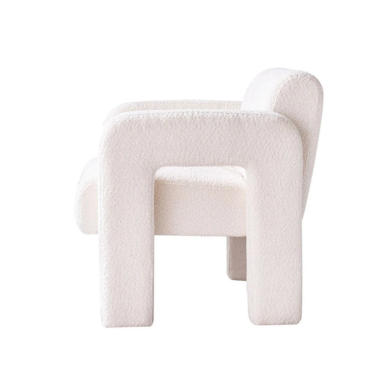 Poltrona d'accento rivestita in boucle larga 79 cm per soggiorno