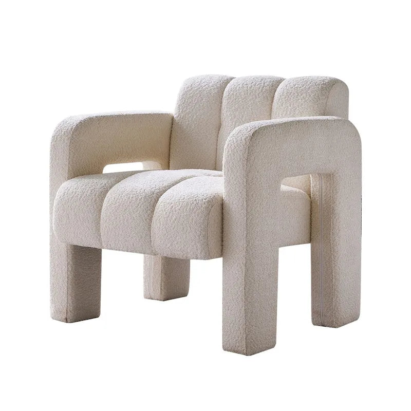 Poltrona d'accento rivestita in boucle larga 79 cm per soggiorno