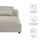 Chaise longue modulare imbottita senza braccioli