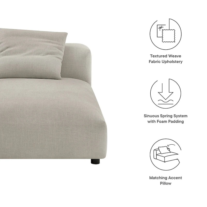 Chaise longue modulare imbottita senza braccioli